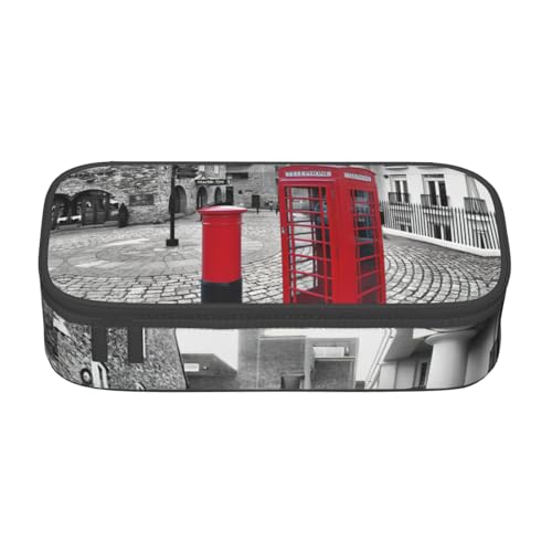 DDSFvbv London Federmäppchen, rote Telefonzelle, Studenten- und Bürobedarf, Aufbewahrungstasche, Make-up-Tasche, große Schreibwarentasche, Schwarz , Einheitsgröße, Taschen-Organizer von DDSFvbv