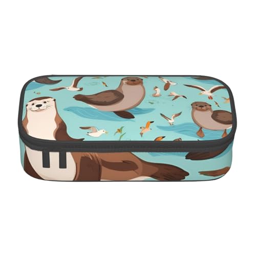DDSFvbv Otters Federmäppchen – Studenten- und Bürobedarf – Aufbewahrungstasche für Gegenstände – Make-up-Tasche – große Schreibwarentasche, Schwarz , Einheitsgröße, Taschen-Organizer von DDSFvbv