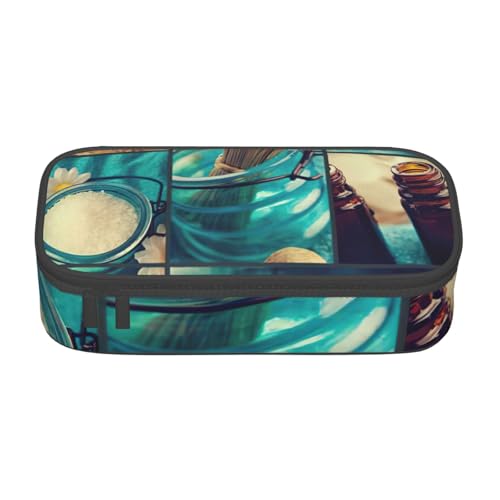 DDSFvbv Spa Village of Floral Wasserbad Salz Kerzen Federmäppchen – Studenten- und Bürobedarf – Aufbewahrungstasche für Gegenstände – Make-up-Tasche – große Schreibwarentasche, Schwarz , Einheitsgröße von DDSFvbv