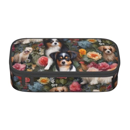 Federmäppchen mit Hundemotiv – Studenten- und Bürobedarf – Aufbewahrungstasche für Gegenstände – Make-up-Tasche – große Schreibwarentasche, Schwarz , Einheitsgröße, Taschen-Organizer von DDSFvbv