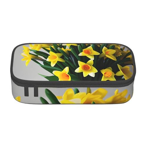 Federmäppchen mit Narzissenstrauß – Studenten- und Bürobedarf – Aufbewahrungstasche für Gegenstände – Make-up-Tasche – große Schreibwarentasche, Schwarz , Einheitsgröße, Taschen-Organizer von DDSFvbv
