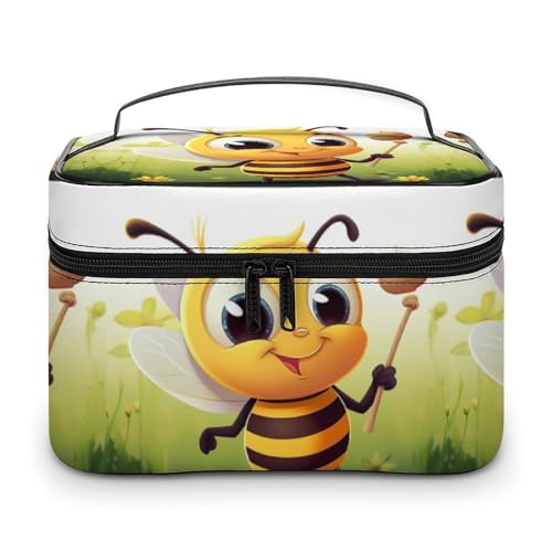 DDTKLSNV Bee Make-up-Tasche, tragbare Reise-Kosmetiktasche, Reißverschluss, Make-up-Organizer, Kulturbeutel für Damen von DDTKLSNV