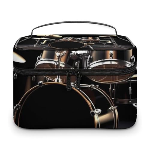 DDTKLSNV Cooles Schlagzeug-Set, Make-up-Tasche, tragbare Reise-Kosmetiktasche, Reißverschluss, Make-up-Organizer, Kulturbeutel für Damen von DDTKLSNV