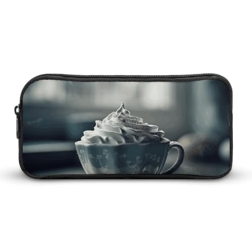 DDTKLSNV Federmäppchen, cremefarben auf Kaffee, großes Fassungsvermögen, niedliches Federmäppchen, Make-up-Kosmetiktasche für Damen und Herren von DDTKLSNV