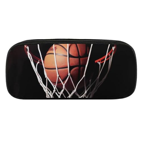 DDTKLSNV Federmäppchen aus Leder, wasserdicht, niedliches Federmäppchen, Reise-Kosmetiktasche, Make-up-Tasche, Organizer, Stifthalter für Männer und Frauen, Basketball von DDTKLSNV