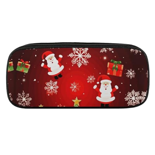 DDTKLSNV Federmäppchen aus Leder, wasserdicht, niedliches Federmäppchen, Reise-Kosmetiktasche, Make-up-Tasche, Organizer, Stifthalter für Männer und Frauen, Frohe Weihnachten von DDTKLSNV