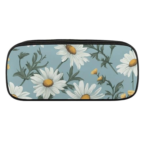 DDTKLSNV Federmäppchen aus Leder, wasserdicht, niedliches Federmäppchen, Reise-Kosmetiktasche, Make-up-Tasche, Organizer, Stifthalter für Männer und Frauen, Gänseblümchen von DDTKLSNV