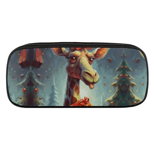 DDTKLSNV Federmäppchen aus Leder, wasserdicht, niedliches Federmäppchen, Reise-Kosmetiktasche, Make-up-Tasche, Organizer, Stifthalter für Männer und Frauen, Giraffe von DDTKLSNV