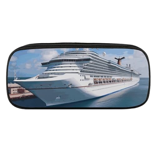 DDTKLSNV Federmäppchen aus Leder, wasserdicht, niedliches Federmäppchen, Reise-Kosmetiktasche, Make-up-Tasche, Organizer, Stifthalter für Männer und Frauen, Kreuzfahrtschiffe von DDTKLSNV