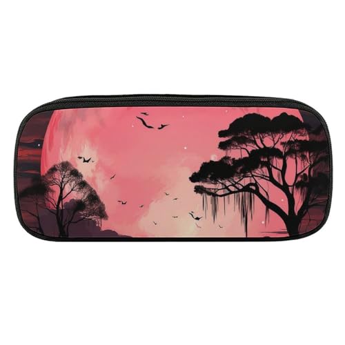 DDTKLSNV Federmäppchen aus Leder, wasserdicht, niedliches Federmäppchen, Reise-Kosmetiktasche, Make-up-Tasche, Organizer, Stifthalter für Männer und Frauen, Mond Elefant von DDTKLSNV