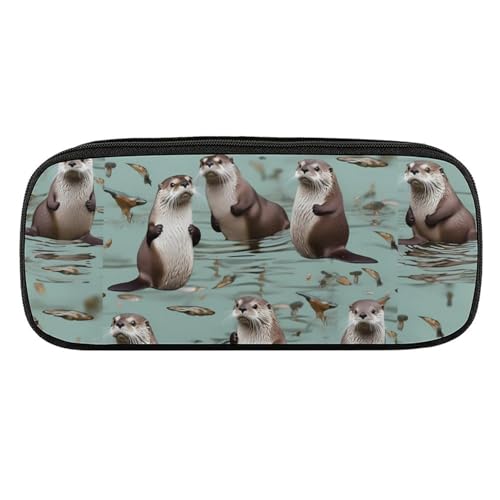 DDTKLSNV Federmäppchen aus Leder, wasserdicht, niedliches Federmäppchen, Reise-Kosmetiktasche, Make-up-Tasche, Organizer, Stifthalter für Männer und Frauen, Otter von DDTKLSNV