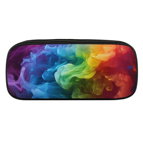 DDTKLSNV Federmäppchen aus Leder, wasserdicht, niedliches Federmäppchen, Reise-Kosmetiktasche, Make-up-Tasche, Organizer, Stifthalter für Männer und Frauen, Regenbogenfarben von DDTKLSNV