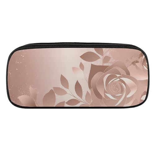 DDTKLSNV Federmäppchen aus Leder, wasserdicht, niedliches Federmäppchen, Reise-Kosmetiktasche, Make-up-Tasche, Organizer, Stifthalter für Männer und Frauen, Rosentapete von DDTKLSNV