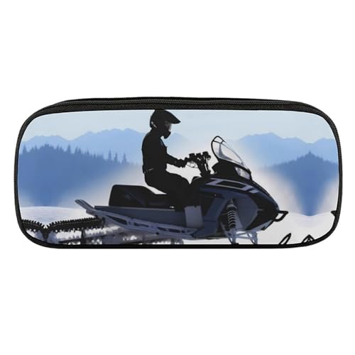 DDTKLSNV Federmäppchen aus Leder, wasserdicht, niedliches Federmäppchen, Reise-Kosmetiktasche, Make-up-Tasche, Organizer, Stifthalter für Männer und Frauen, Schneemobil von DDTKLSNV