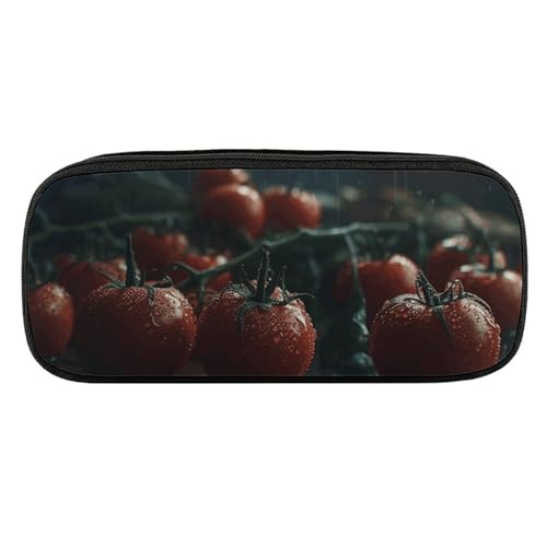 DDTKLSNV Federmäppchen aus Leder, wasserdicht, niedliches Federmäppchen, Reise-Kosmetiktasche, Make-up-Tasche, Organizer, Stifthalter für Männer und Frauen, Wasser mit Tomaten von DDTKLSNV