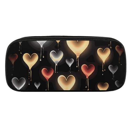 DDTKLSNV Federmäppchen aus Leder, wasserdicht, niedliches Federmäppchen, Reise-Kosmetiktasche, Make-up-Tasche, Organizer, Stifthalter für Männer und Frauen, leuchtende Liebe von DDTKLSNV