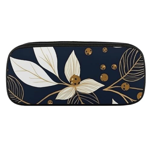 DDTKLSNV Federmäppchen aus Leder, wasserdicht, niedliches Federmäppchen, Reise-Kosmetiktasche, Organizer, Stifthalter für Männer und Frauen, Blätter und Beeren von DDTKLSNV