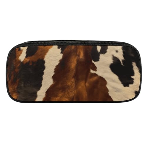 DDTKLSNV Federmäppchen aus Leder, wasserdicht, niedliches Federmäppchen, Reise-Kosmetiktasche, Organizer, Stifthalter für Männer und Frauen, abstraktes Kuhfell von DDTKLSNV