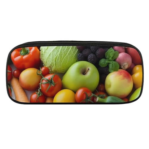 DDTKLSNV Federmäppchen aus Leder, wasserdicht, niedliches Federmäppchen, Reise-Kosmetiktasche, Organizer, Stifthalter für Männer und Frauen, frisches Obst und Gemüse von DDTKLSNV