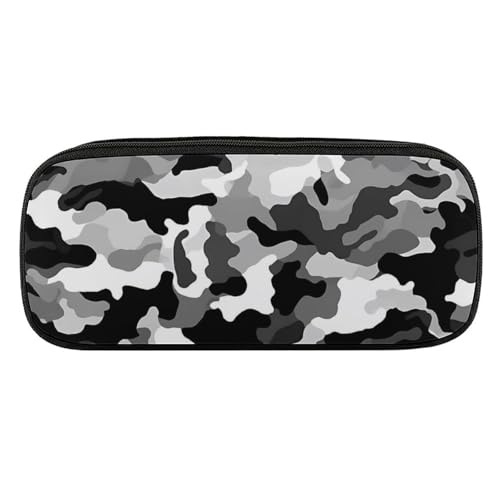 DDTKLSNV Federmäppchen aus Leder, wasserdicht, niedliches Federmäppchen, Reise-Kosmetiktasche, Organizer, Stifthalter für Männer und Frauen, schwarz, grau, weiß von DDTKLSNV