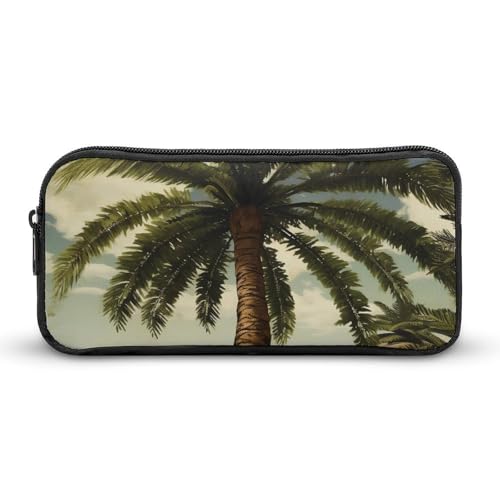 DDTKLSNV Federmäppchen mit Palmenmotiv, tropisches Design, großes Fassungsvermögen, niedliches Federmäppchen, Make-up-Kosmetiktasche für Damen und Herren von DDTKLSNV