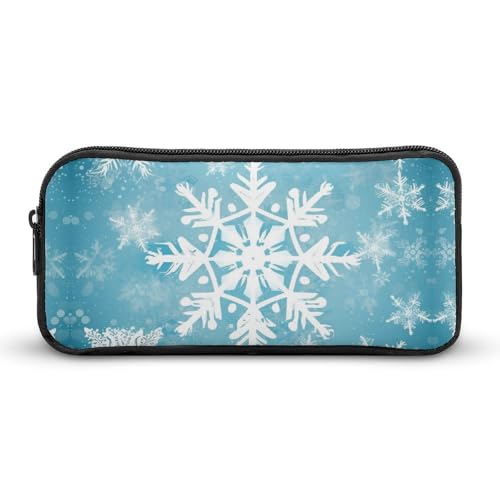 DDTKLSNV Federmäppchen mit Schneeflocken-Motiv, großes Fassungsvermögen, niedliches Federmäppchen, Make-up-Kosmetiktasche für Damen und Herren von DDTKLSNV