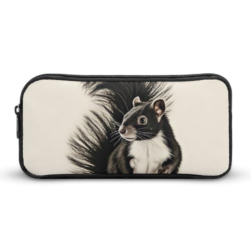 DDTKLSNV Federmäppchen mit Stinktier-Design, großes Fassungsvermögen, niedliches Federmäppchen, Make-up-Kosmetiktasche für Damen und Herren von DDTKLSNV