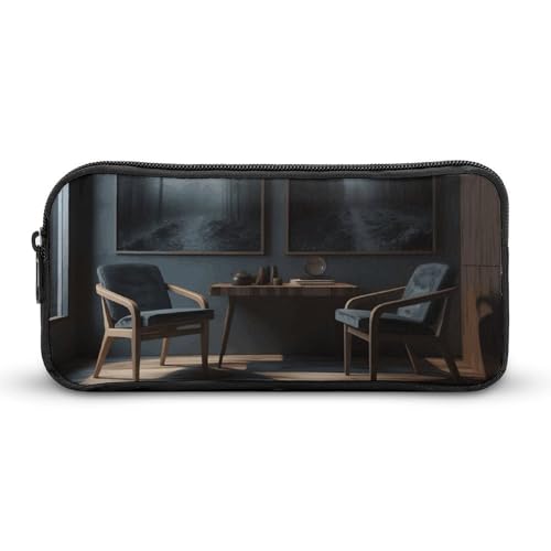 DDTKLSNV Federmäppchen mit Stühlen im Zimmer, großes Fassungsvermögen, niedliches Federmäppchen, Make-up-Kosmetiktasche für Damen und Herren von DDTKLSNV