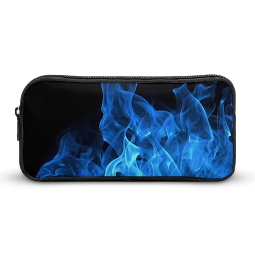 DDTKLSNV Federmäppchen mit blauer Flamme, großes Fassungsvermögen, niedliches Federmäppchen, Make-up-Kosmetiktasche für Damen und Herren von DDTKLSNV