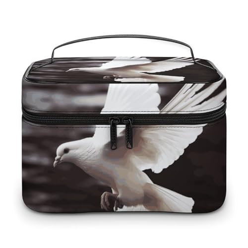 DDTKLSNV Flying Dove Make-up-Tasche, tragbare Reise-Kosmetiktasche, Reißverschluss, Make-up-Organizer, Kulturbeutel für Damen von DDTKLSNV