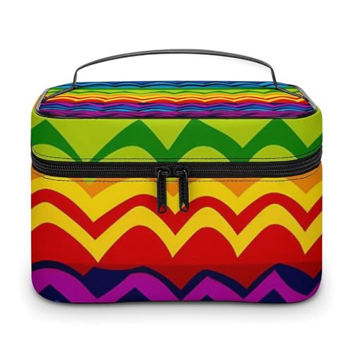 DDTKLSNV Gay Pride Make-up-Tasche mit Regenbogen-Muster, tragbare Reise-Kosmetiktasche, Reißverschluss, Make-up-Organizer für Damen von DDTKLSNV