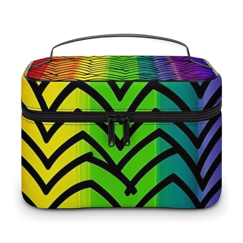 DDTKLSNV Gay Pride Make-up-Tasche mit Regenbogen-Muster, tragbare Reise-Kosmetiktasche, Reißverschluss, Make-up-Organizer für Damen von DDTKLSNV