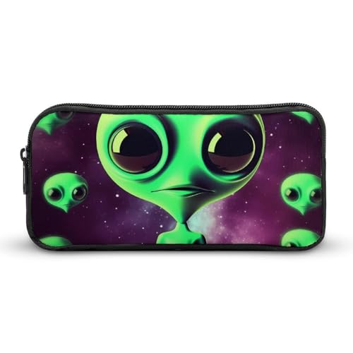 DDTKLSNV Grünes Alien-Federmäppchen, Stiftetasche, großes Fassungsvermögen, niedliches Federmäppchen, Make-up-Kosmetiktasche für Damen und Herren von DDTKLSNV