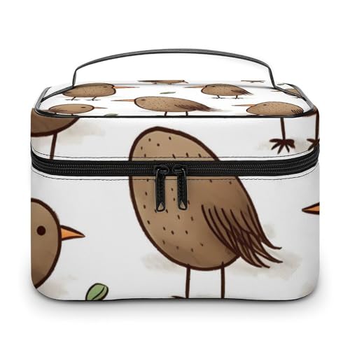 DDTKLSNV Kiwi Make-up-Tasche mit Vögeln, tragbar, Reise-Kosmetiktasche, Reißverschluss, Make-up-Organizer, Kulturbeutel für Damen von DDTKLSNV