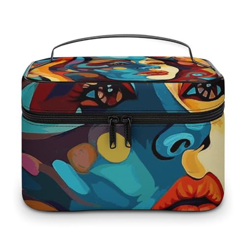 DDTKLSNV Kosmetiktasche für Damen, abstrakt, bunt, tragbar, Reise-Kosmetiktasche, Reißverschluss, Make-up-Organizer, Kulturbeutel für Damen von DDTKLSNV