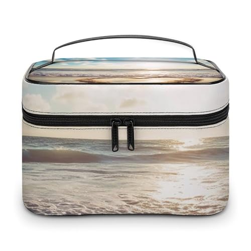 DDTKLSNV Kosmetiktasche in Herzform, romantische Strandtasche, tragbar, Reise-Kosmetiktasche, Reißverschluss, Make-up-Organizer, Kulturbeutel für Damen von DDTKLSNV