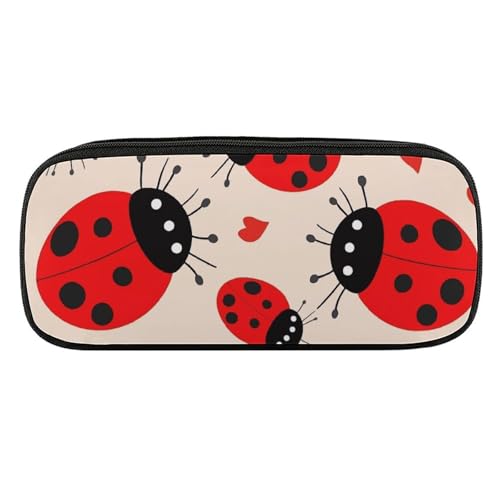 DDTKLSNV Ladybug2 Federmäppchen aus Leder, wasserdicht, niedliches Federmäppchen, Reise-Kosmetiktasche, Make-up-Tasche, Organizer, Stifthalter für Männer und Frauen von DDTKLSNV