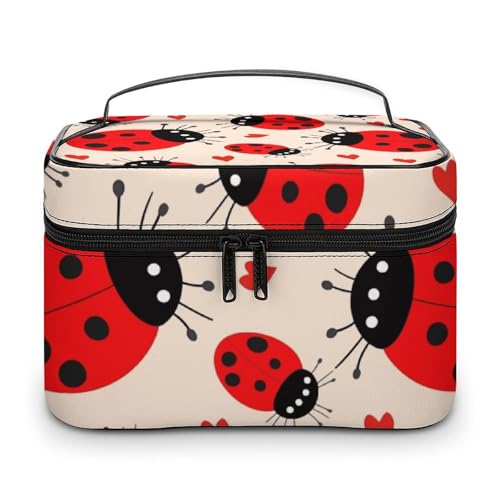 DDTKLSNV Ladybug2 Make-up-Tasche, tragbare Reise-Kosmetiktasche, Reißverschluss, Make-up-Organizer, Kulturbeutel für Damen von DDTKLSNV