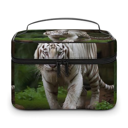 DDTKLSNV Majestic Make-up-Tasche mit Reißverschluss, Motiv: Bengalischer Tiger, tragbar, mit Reißverschluss, Kosmetiktasche für Damen von DDTKLSNV