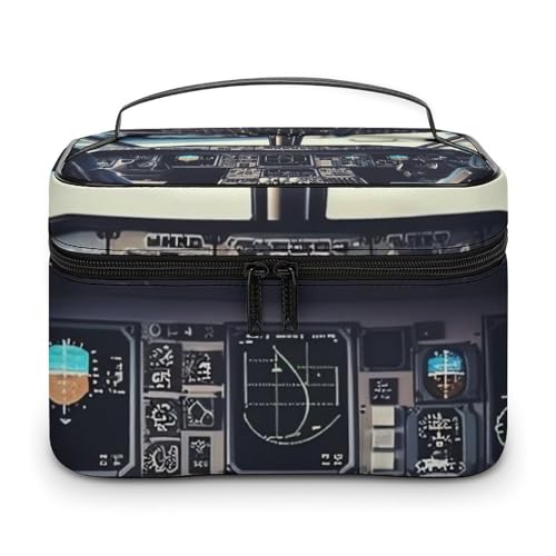 DDTKLSNV Make-up-Tasche für Flugzeug-Cockpit, tragbare Reise-Kosmetiktasche, Reißverschluss, Make-up-Organizer, Kulturbeutel für Damen von DDTKLSNV