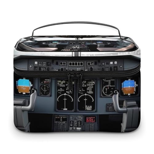 DDTKLSNV Make-up-Tasche für Flugzeug-Cockpit, tragbare Reise-Kosmetiktasche, Reißverschluss, Make-up-Organizer, Kulturbeutel für Damen von DDTKLSNV