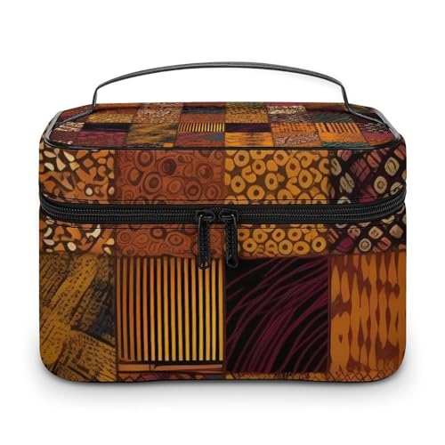 DDTKLSNV Make-up-Tasche im afrikanischen Stil, tragbar, Reise-Kosmetiktasche, Reißverschluss, Make-up-Organizer, Kulturbeutel für Damen von DDTKLSNV