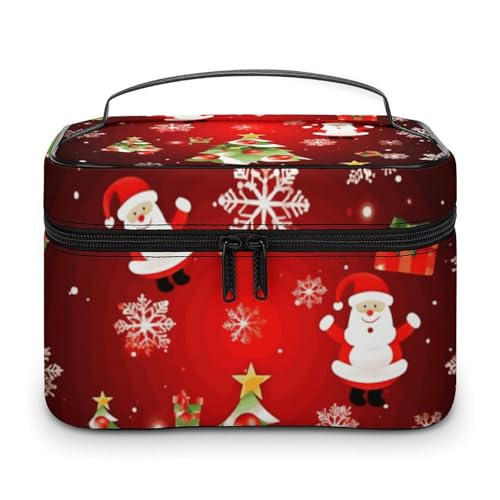 DDTKLSNV Make-up-Tasche mit Aufschrift "Merry Christmas", tragbar, Reise-Kosmetiktasche, Reißverschluss, Make-up-Organizer, Kulturbeutel für Damen von DDTKLSNV
