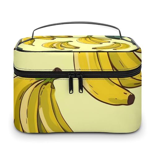 DDTKLSNV Make-up-Tasche mit Bananen-Druck, tragbare Reise-Kosmetiktasche, Reißverschluss, Make-up-Organizer, Kulturbeutel für Damen von DDTKLSNV