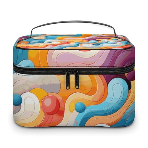 DDTKLSNV Make-up-Tasche mit Cartoon-Linien, tragbare Reise-Kosmetiktasche, Reißverschluss, Make-up-Organizer, Kulturbeutel für Damen von DDTKLSNV