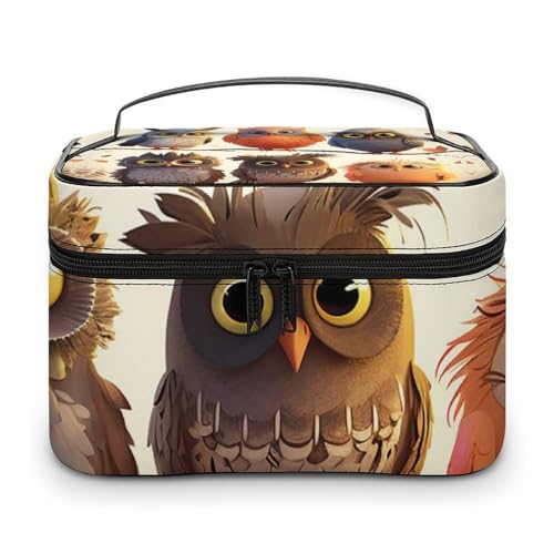 DDTKLSNV Make-up-Tasche mit Eulen, Vögeln, tragbar, Reise-Kosmetiktasche, Reißverschluss, Make-up-Organizer, Kulturbeutel für Damen von DDTKLSNV