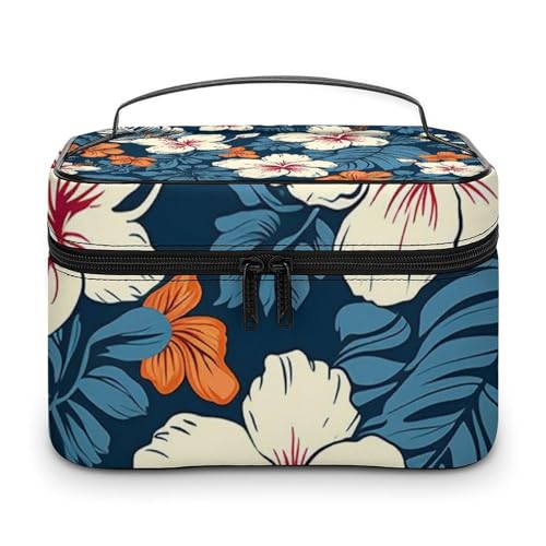 DDTKLSNV Make-up-Tasche mit Hawaii-Blume, tragbar, Reise-Kosmetiktasche, Reißverschluss, Make-up-Organizer, Kulturbeutel für Damen DDTKLSNV Make-up-Tasche mit Hawaii-Blume, tragbar, Reise-Kosmetiktasche, Reißverschluss, Make-up-Organizer, Kulturbeutel für Damen von DDTKLSNV