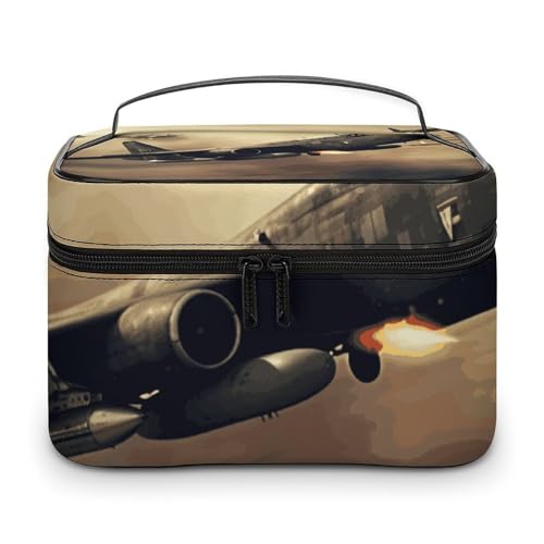 DDTKLSNV Make-up-Tasche mit Kriegsflugzeug, tragbare Reise-Kosmetiktasche, Reißverschluss, Make-up-Organizer, Kulturbeutel für Damen von DDTKLSNV