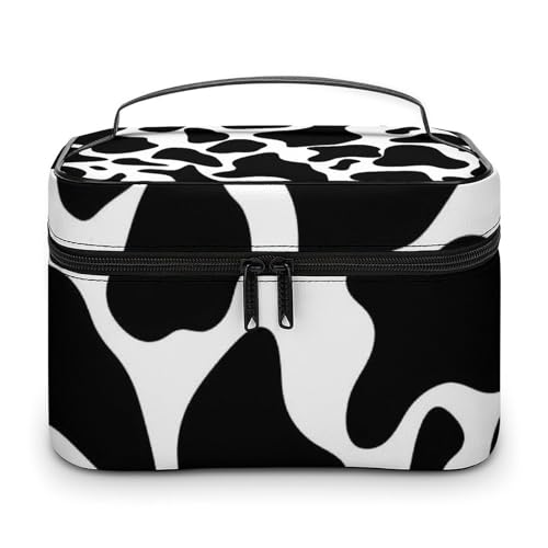 DDTKLSNV Make-up-Tasche mit Kuh-Punkten, tragbare Reise-Kosmetiktasche, Reißverschluss, Make-up-Organizer, Kulturbeutel für Damen DDTKLSNV Make-up-Tasche mit Kuh-Punkten, tragbare Reise-Kosmetiktasche, Reißverschluss, Make-up-Organizer, Kulturbeutel für Damen von DDTKLSNV