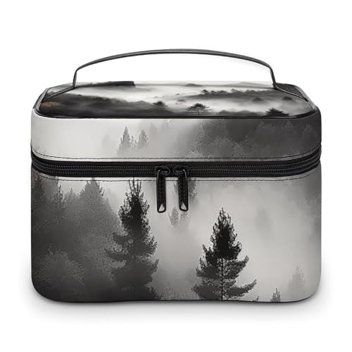 DDTKLSNV Make-up-Tasche mit Reißverschluss, Motiv: Nebelgebirge, tragbare Reise-Kosmetiktasche, Make-up-Organizer für Damen von DDTKLSNV